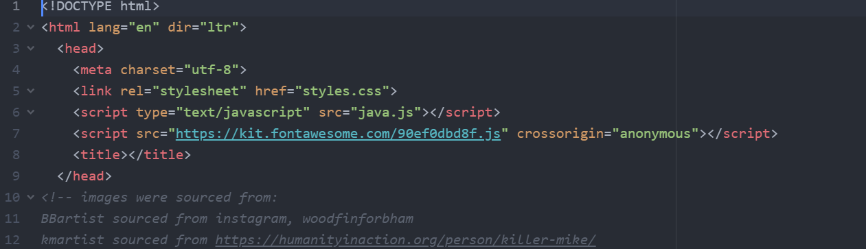Image of the HTML code